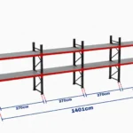 Paletli Raf Sistemi 1000 Kg | 3000 mm Yükseklik | 14010 mm Genişlik | Z+2 | Tavalı | 1050 mm Derinlik