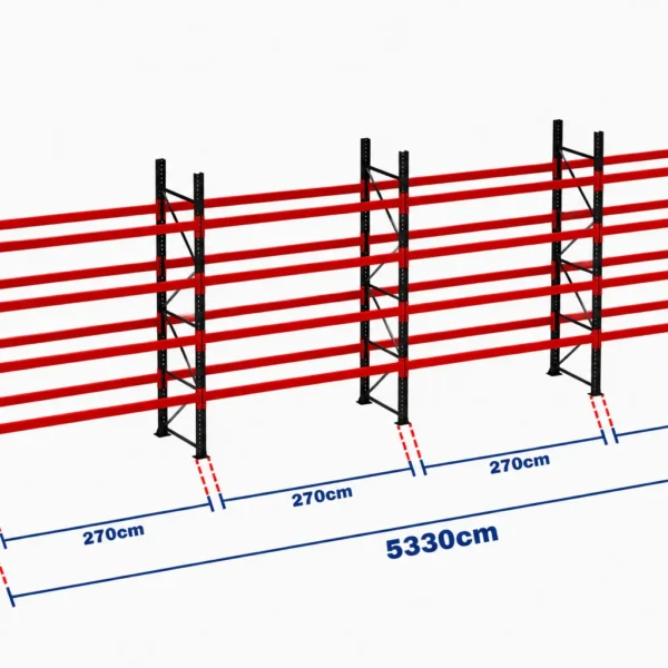 Paletli Raf Sistemi 1000 Kg | 7500 mm Yükseklik | 53300 mm Genişlik | Z+4 | Desteksiz | 1050 mm Derinlik