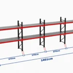Paletli Raf Sistemi 1000 Kg | 3000 mm Yükseklik | 14010 mm Genişlik | Z+2 | Tavalı | 1050 mm Derinlik