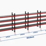 Paletli Raf Sistemi 1000 Kg | 7500 mm Yükseklik | 56100 mm Genişlik | Z+4 | Tavalı | 1050 mm Derinlik