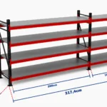 Minirack Raf Sistemi 500 Kg | 2100 mm Yükseklik | 3174 mm Genişlik | 4 Kat | Tavalı | 800 mm Derinlik