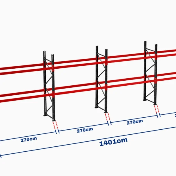 Paletli Raf Sistemi 1000 Kg | 3000 mm Yükseklik | 14010 mm Genişlik | Z+2 | Desteksiz | 1050 mm Derinlik